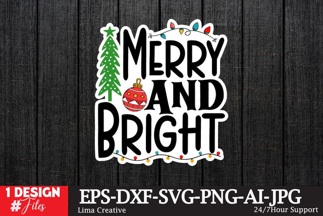 Merry And Bright Sticker ,Christmas Sticker SVG ,Christmas SVG Cut File,Christmas Sticker PNG,Christmas Sticker DEsign Bundle, Christmas SVG BUndle,Christmas Sublimation, Sublimation PNG,Christmas Clip Art SVG Insomnia Std 