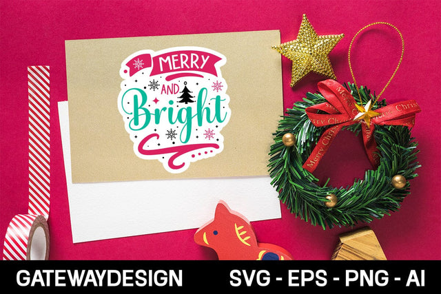 Merry And Bright sticker Svg design SVG designmaster24 