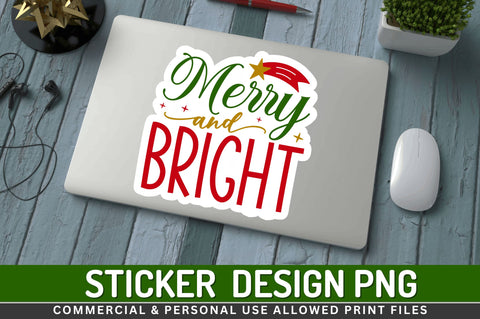 Merry and bright Stickers Design Sublimation Regulrcrative 