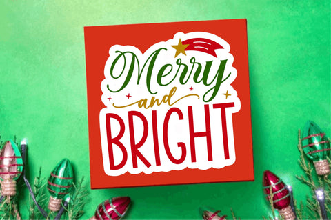 Merry and bright Stickers Design Sublimation Regulrcrative 