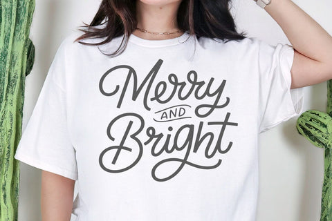 Merry and Bright SVG file, christmas svg, santa svg SVG DesignDestine 