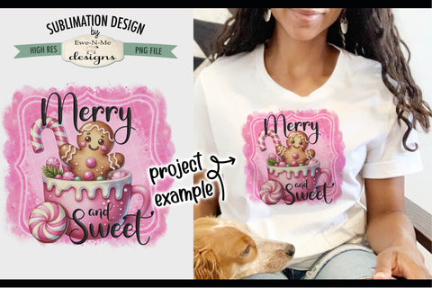 Merry and Sweet Gingerbread in Cup Sublimation Design Sublimation Ewe-N-Me Designs 