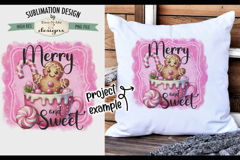 Merry and Sweet Gingerbread in Cup Sublimation Design Sublimation Ewe-N-Me Designs 
