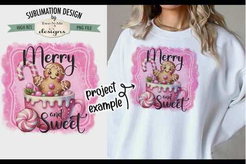 Merry and Sweet Gingerbread in Cup Sublimation Design Sublimation Ewe-N-Me Designs 