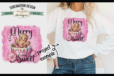 Merry and Sweet Gingerbread in Cup Sublimation Design Sublimation Ewe-N-Me Designs 