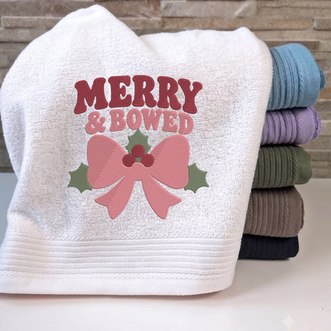 Merry & Bowed Embroidery Design – Coquette Christmas Bow Holly Holiday Machine Embroidery File Embroidery/Applique DESIGNS PatternFeed8 