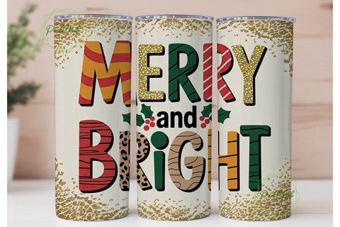 Merry & Bright 20oz Tumbler Wrap Sublimation PixelChick 