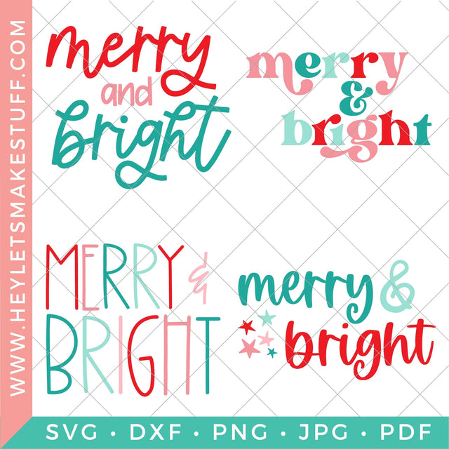Merry & Bright Bundle SVG Hey Let's Make Stuff 