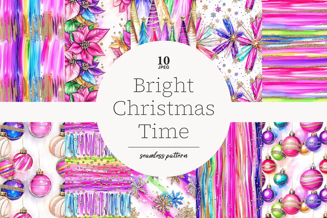 Merry & Bright Christmas Digital Paper | Festive Patterns Digital Pattern GlamArtZhanna 