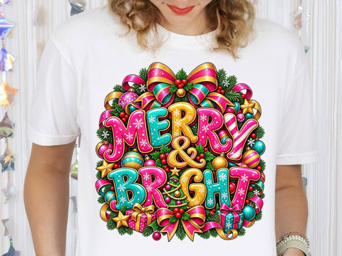Merry & Bright Christmas PNG SVG artprintfile 