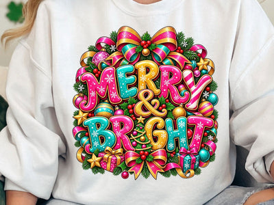 Merry & Bright Christmas PNG SVG artprintfile 
