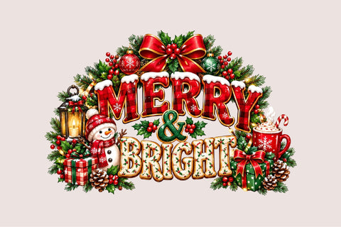 Merry & Bright Christmas Sublimation Sublimation SVGArt 