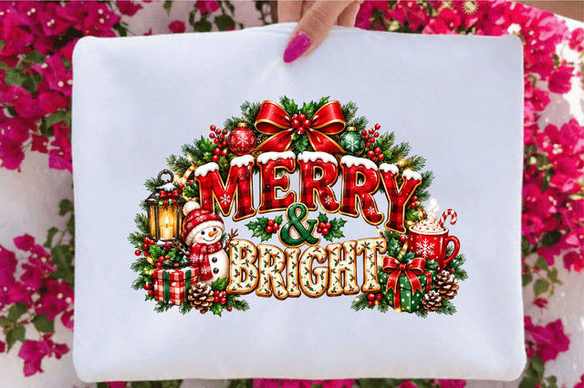 Merry & Bright Christmas Sublimation Sublimation SVGArt 