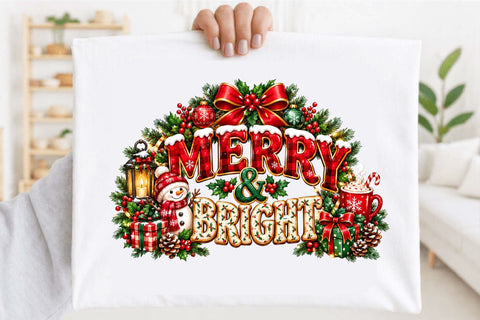 Merry & Bright Christmas Sublimation Sublimation SVGArt 