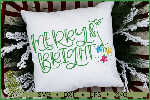 Merry & Bright Christmas SVG File SVG Crunchy Pickle 