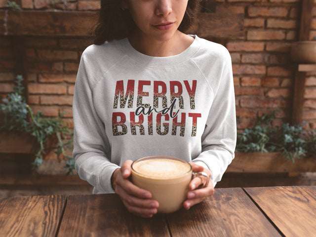 Merry Bright Leopard Glitter | Animal Print Christmas PNG | Red Gold Holiday Design Sublimation Print Perfect Design Shop 