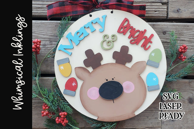 Merry & Bright Reindeer SVG Whimsical Inklings 