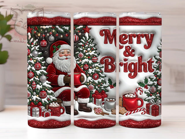 Merry & Bright Santa 20oz Tumbler, Merry Bright Santa, Merry & Bright, Bright Santa PNG, Santa Tumbler, Christmas Santa, Santa Tumbler PNG, 20oz Tumbler Wrap Sublimation Lara' s Designs 