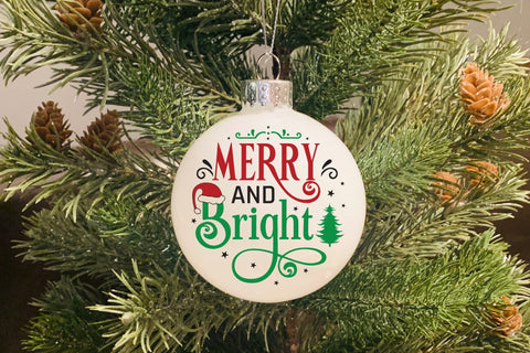 Merry & Bright SVG Christmas Round Sign SVG CraftLabSVG 