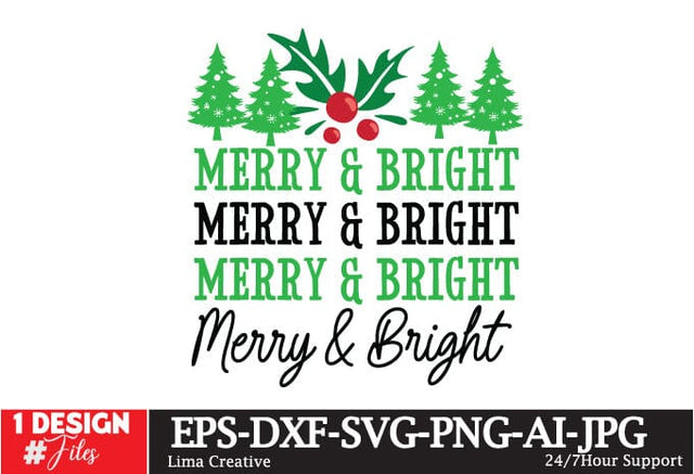 Merry & Bright SVG Design, Merry & Bright Sublimation PNG, , Christmas SVG Cut File, Christmas Sublimation PNG, Christmas Sign SVG SVG Insomnia Std 