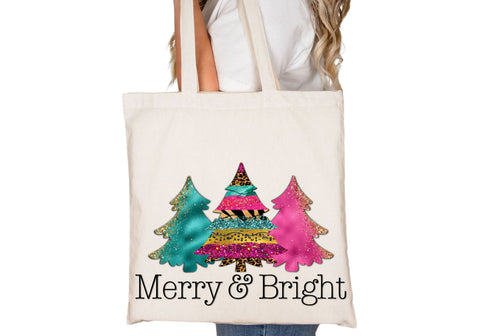 Merry & Bright | Vibrant Christmas Trees PNG | Colorful Holiday Design Sublimation Print Perfect Design Shop 