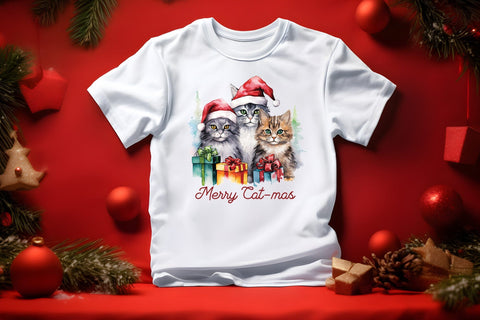 Merry Cat-mas, Christmas PNG Sublimation Sublimation CraftLabSVG 