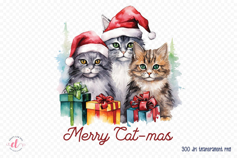 Merry Cat-mas, Christmas PNG Sublimation Sublimation CraftLabSVG 