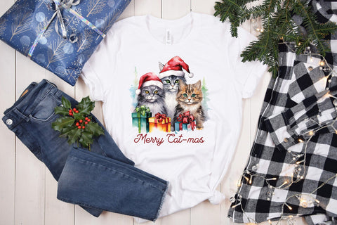 Merry Cat-mas, Christmas PNG Sublimation Sublimation CraftLabSVG 