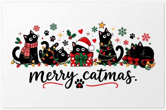 Merry Catmas Black Cats Christmas PNG SVG BillahCrafts 