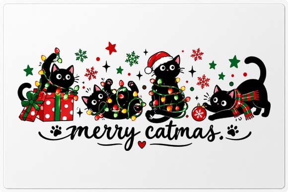 Merry Catmas Black Cats Christmas PNG SVG BillahCrafts 