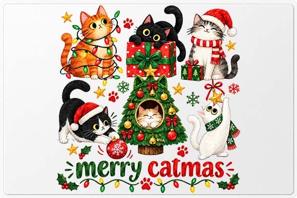 Merry Catmas Christmas Cats Holiday Design SVG BillahCrafts 