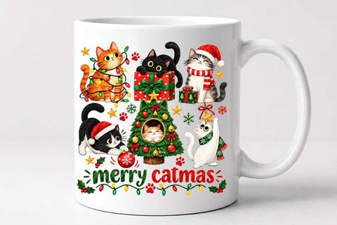 Merry Catmas Christmas Cats Holiday Design SVG BillahCrafts 