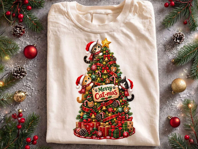 Merry Catmas Christmas Tree PNG SVG artprintfile 