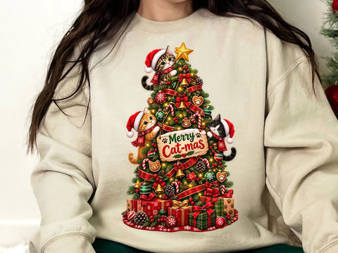 Merry Catmas Christmas Tree PNG SVG artprintfile 