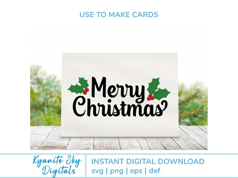 Merry Chirstmas SVG title with holly SVG Kyanite Sky Digitals 