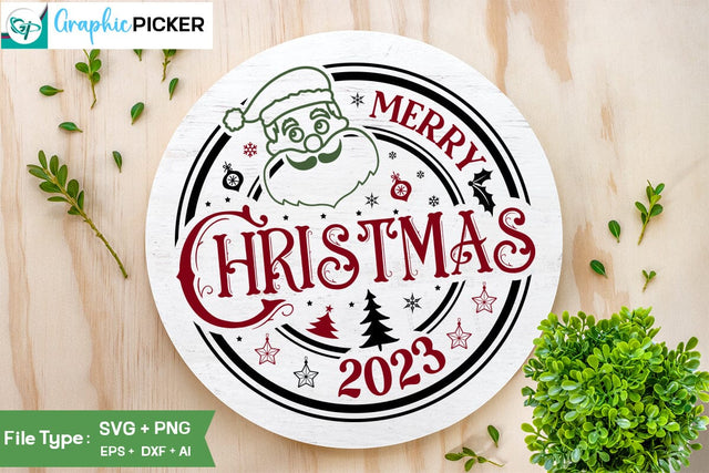 Merry Christmas 2023 Round Sign SVG Design, Christmas SVG Desig ,Christian Round Ornaments, Nativity Christmas SVG Design, SVGs,Quotes and Sayings,Food & Drink,On Sale, Print & Cut SVG DesignPlante 503 