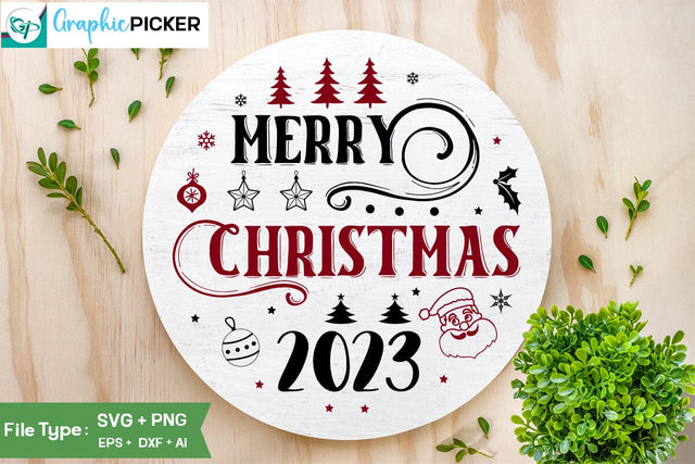 Merry Christmas 2023 Round Sign SVG Design, Christmas SVG Desig ,Christian Round Ornaments, Nativity Christmas SVG Design, SVGs,Quotes and Sayings,Food & Drink,On Sale, Print & Cut SVG DesignPlante 503 