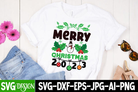 Merry Christmas 2023 SVG Cut File, Merry Christmas 2023 SVG Design, Merry Christmas 2023 Sublimation Design PNG SVG BlackCatsMedia 