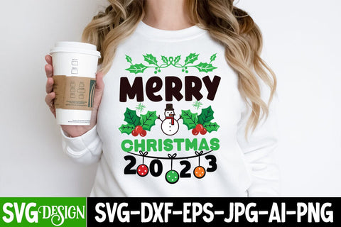 Merry Christmas 2023 SVG Cut File, Merry Christmas 2023 SVG Design, Merry Christmas 2023 Sublimation Design PNG SVG BlackCatsMedia 