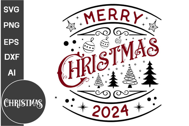 Merry Christmas 2024 Round Sign SVG Design, Farmhouse Christmas Round Sign SVG Design, Christmas SVG Design, SVGs, Food & Drink, Print & Cut, Quotes and Sayings SVG DesignPlante 503 