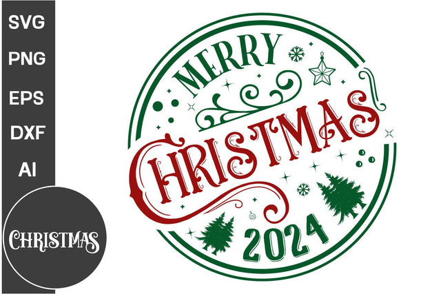 merry christmas 2024 Round Sign SVG Design, Farmhouse Christmas Round Sign SVG Design, Christmas SVG Design, SVGs, Food & Drink, Print & Cut, Quotes and Sayings SVG DesignPlante 503 