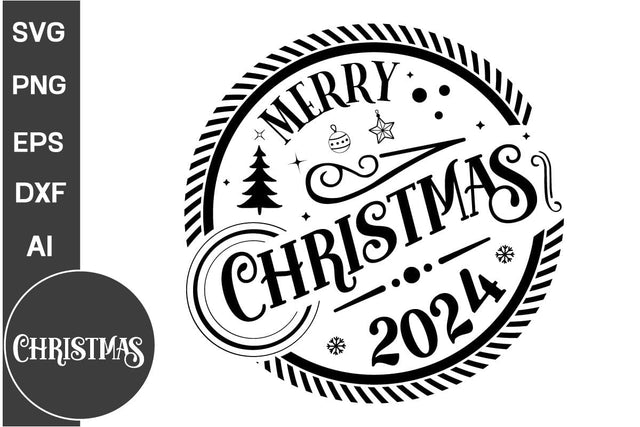 Merry Christmas 2024 Round Sign SVG Design, Farmhouse Christmas Round Sign SVG Design, Christmas SVG Design, SVGs, Food & Drink, Print & Cut, Quotes and Sayings SVG DesignPlante 503 