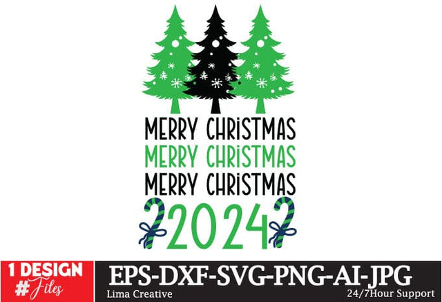 Merry Christmas 2024 SVG Design, , Christmas SVG Cut File, Christmas Sublimation PNG, Christmas Sign SVG SVG Insomnia Std 
