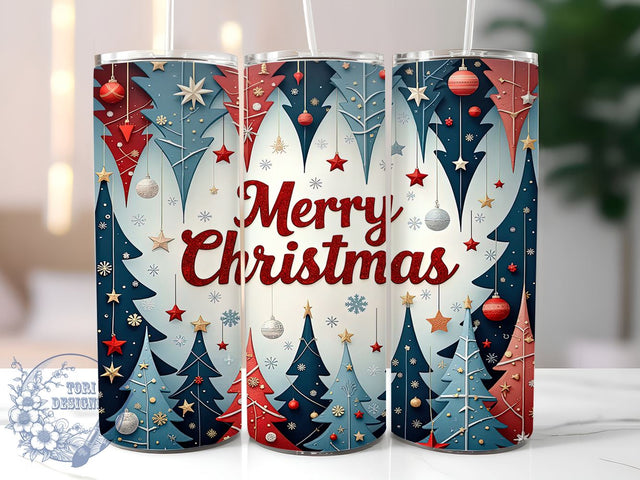 Merry Christmas 20oz Skinny Tumbler PNG, Xmas Holiday Tumbler Wrap, Sublimation Design, Straight & Tapered Tumbler Wrap, Instant Digital Download Sublimation ToriDesigns 