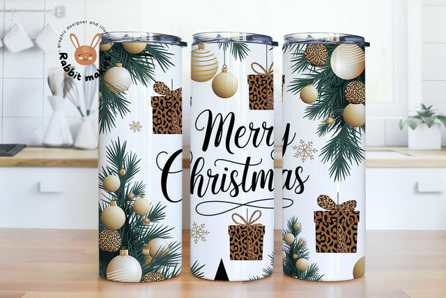 Merry Christmas 20oz Skinny Tumbler Sublimation Designs Sublimation Rabbitmakies 