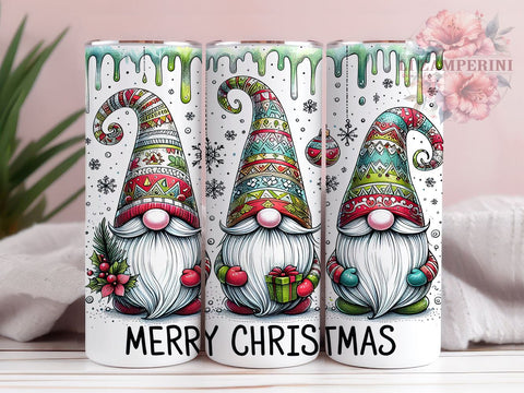 Merry Christmas 20oz Tumbler Wrap PNG, Christmas Gnomes Tumbler PNG Sublimation Design, Straight & Tapered Tumbler Wrap, Instant Digital Download Sublimation Li Zamperini 