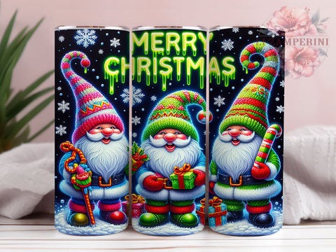 Merry Christmas 20oz Tumbler Wrap PNG, Christmas Gnomes Tumbler PNG Sublimation Design, Straight & Tapered Tumbler Wrap, Instant Digital Download Sublimation Li Zamperini 