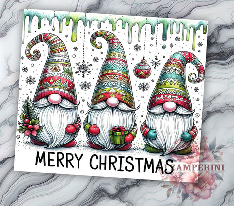 Merry Christmas 20oz Tumbler Wrap PNG, Christmas Gnomes Tumbler PNG Sublimation Design, Straight & Tapered Tumbler Wrap, Instant Digital Download Sublimation Li Zamperini 