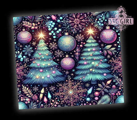 Merry Christmas 20oz Tumbler Wrap Sublimation Design, Straight Tapered Tumbler Wrap, Christmas Tree Tumbler Png, Instant Digital Download Sublimation SvggirlplusArt 