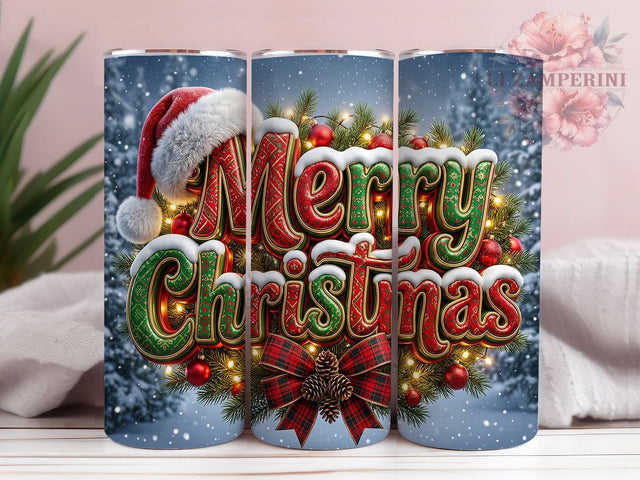 Merry Christmas 3D 20oz Tumbler, Merry Christmas 3D, 3D Christmas Tumbler, 3D Tumbler Wrap, Christmas 3D PNG, Merry Christmas PNG, 3D Christmas PNG, 20oz Tumbler Wrap Sublimation Li Zamperini 